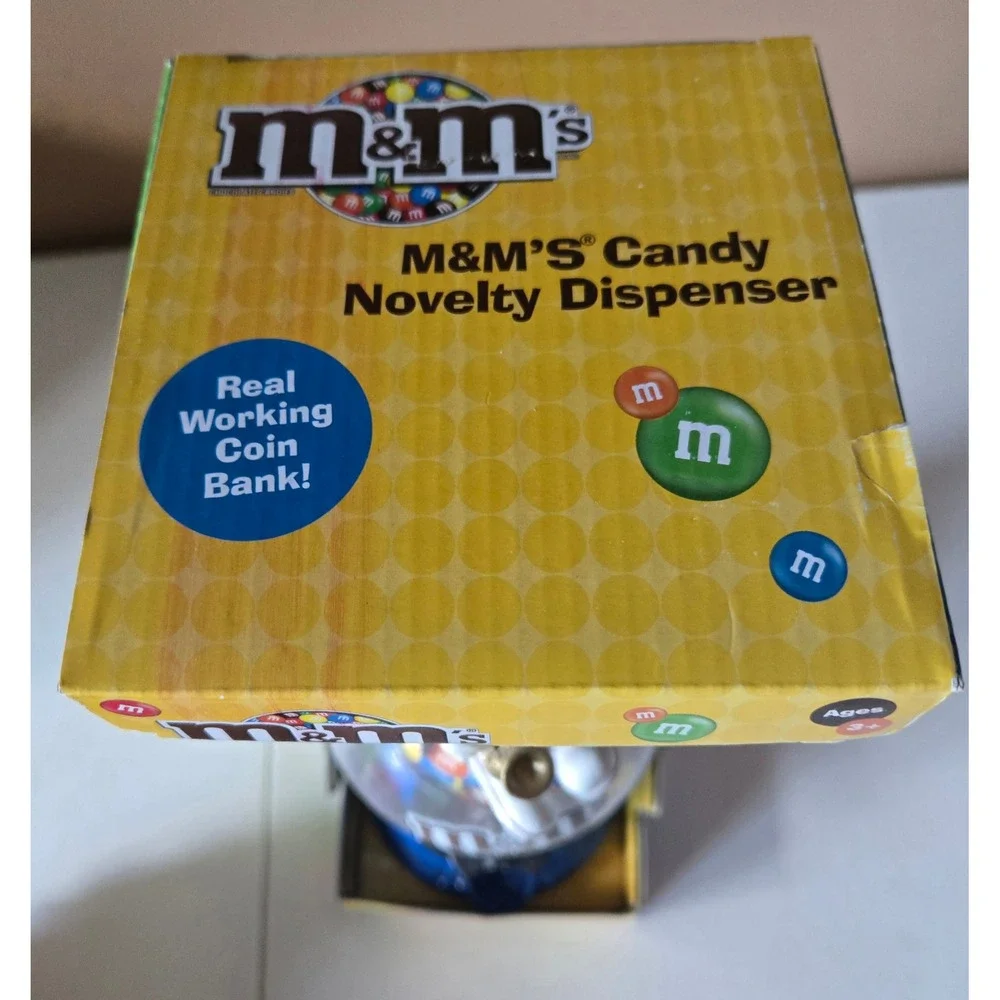 M&Ms Candy Novelty Dispenser with Real Working Coin Bank Blue M‎ M Candy